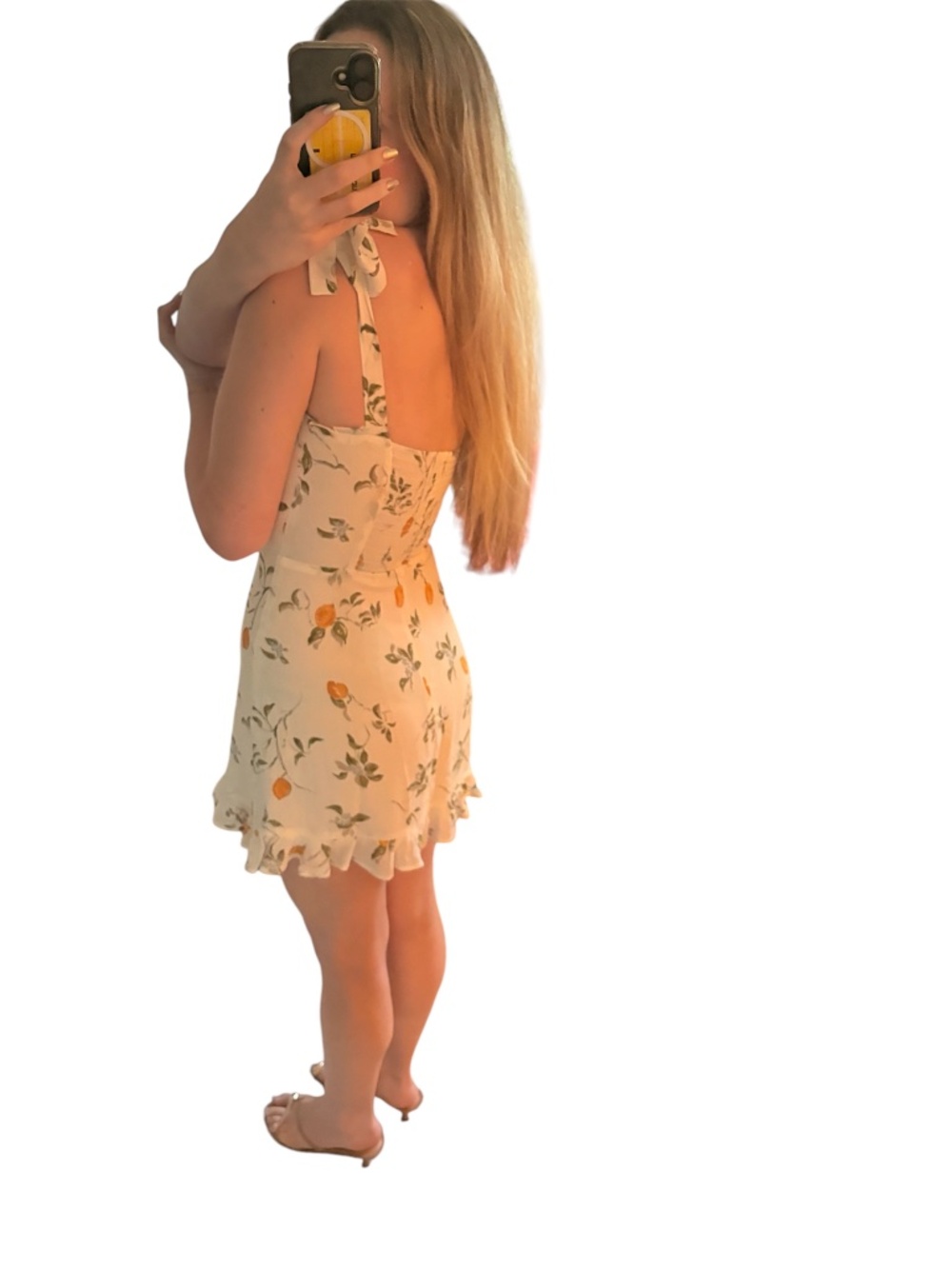 Reformation Christine Dress  Citron Print -2 - Picture 4 of 6